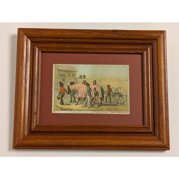 Currier & Ives Sports Who Lost Their Tin Comic Trade Card Print Antique 1878